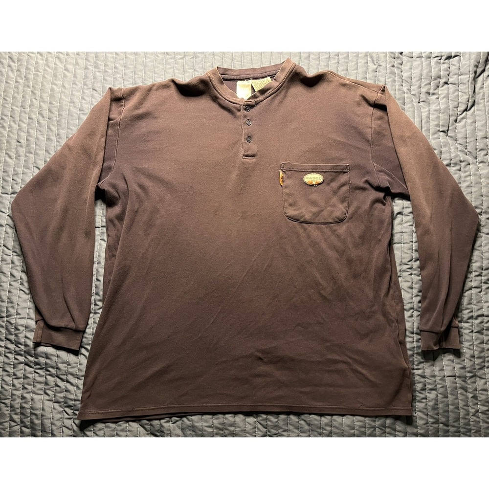 Rasco FR Fore Resistant Cat 2 Henley Shirt Men's Size 2XL Navy Blue Long Sleeve
